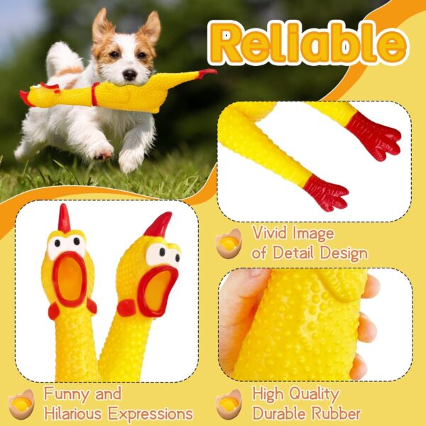 Rubber Chicken,Squeeze Squawking Chicken,Yellow Screaming Chicken Dog Toys,Prank Noise Maker Dog Toys for Silly Novelty Party Favors,Family Games 12 Inch - Image 3