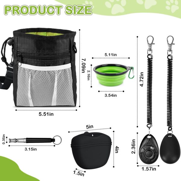 JIURUN Dog Treat Pouch - Dog Training Treat Pouch, Treat Pouches for Pet Training with Dog Treat Bag, Dog Training Clicker, Dog Whistle, Collapsible Dog Bowl, 2 Dog Poop Bag - Image 4