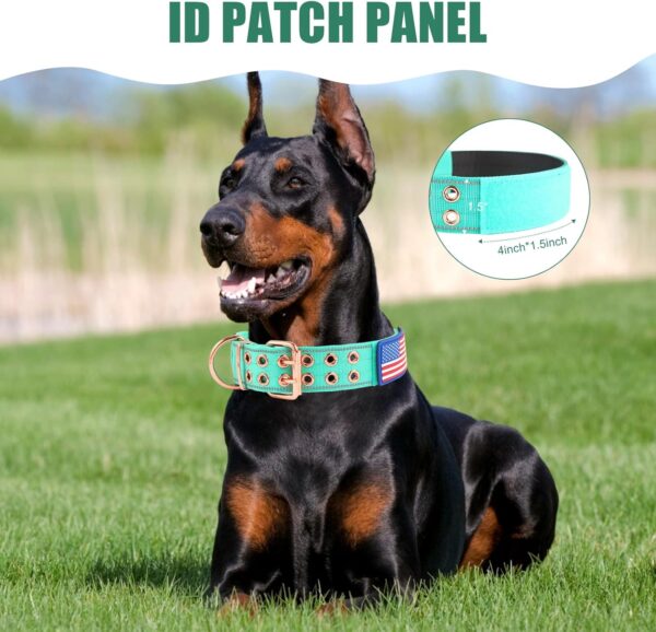 Heavy Duty Dog Collar Tactical Dog Collar with Neoprene Padded,Metal Buckle Dog Collar Reflective Nylon Collar for Medium Large Dog's Walking (Teal, Large) - Image 3