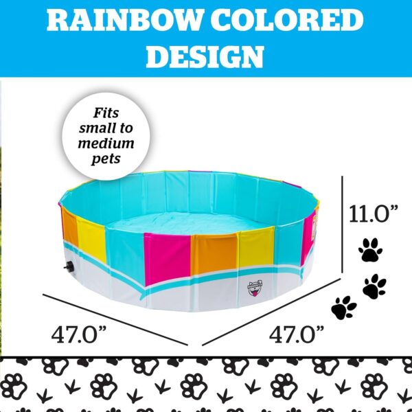 BigMouth Inc Foldable Dog Pool Collapsible Hard Plastic Pet Swimming Pool Portable Dog Bath Tub Kiddie Pool for Small Medium Dogs Cats Kids 47" Rainbow - Image 3