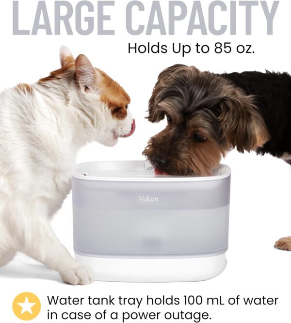 Veken Cat Water Fountain, 84oz/2.5L Automatic Pet Water Fountain Dog Water Dispenser with a Detachable Water Tank, Easy Cleaning for Cats, Dogs (White) - Image 4