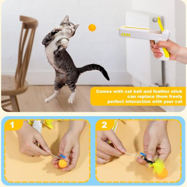 Juome Interactive Cat Toy Ball Launcher, Cat Feather Toy Shooter, Cat Ball Toys Shooting, Cat Toys for Bored Indoor Cats - Image 2