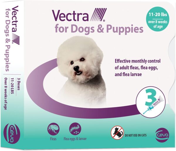 Vectra® for Dogs & Puppies Flea Treatment & Prevention for Small Dogs (11 – 20 lbs.) 3-month supply