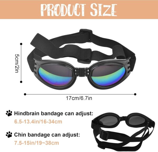 2 Pcs Dog Goggles Dog Sunglasses Adjustable Strap for Waterproof Windproof UV Protection Sunglasses for Dog, for Go out Travel Skiing Swim, (Black and White) (2 PC) - Image 2