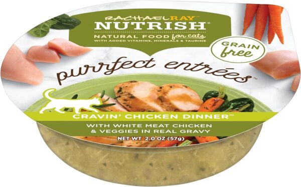 Rachael Ray Nutrish Purrfect Entrees Natural Wet Cat Food with Added Vitamins, Minerals & Taurine, Cravin' Chicken Dinner Recipe, 2 Ounce Cup (Pack of 12), Grain Free - Image 3