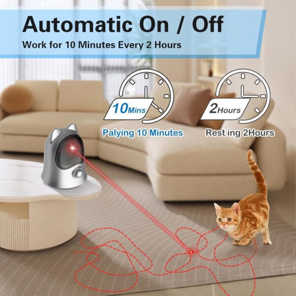 Cat Laser Toys for Indoor Cats, Random Trajectory Laser Cat Toy, Interactive Cat Toys for Bored Indoor Adult Cats/Kittens/Dogs (Silver) - Image 4