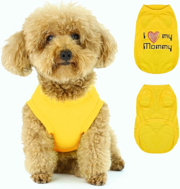 Expressive Pet Vest: Sleeveless Dog Shirt with 'I Love My Mommy' Slogan, Ideal for Chihuahuas, Poodles, Yorkies, and More - Adorable Design, Ultimate Comfort, Easy Maintenance! Yellow Medium