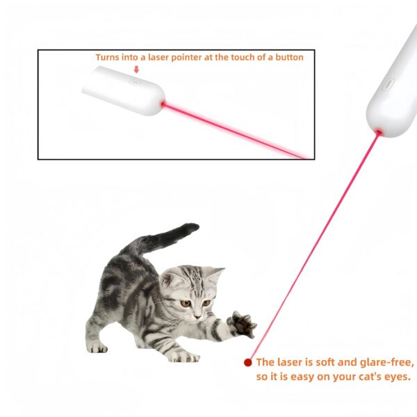 Retractable Cat Teaser Wand Toy and Feather Refills Toy with Laser for Indoor Cats - Interactive Cat Toys (Pink) - Image 4