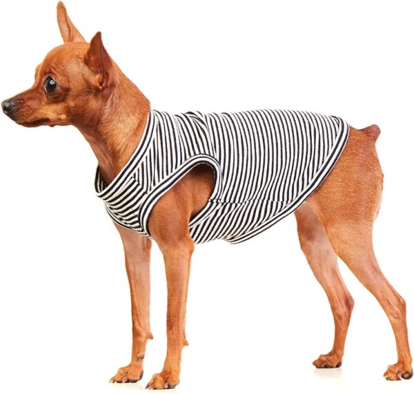 Dog Summer T-Shirts Striped Cotton Vest,Pet Breathable Soft Basic Clothes for Small Medium Larg Boy Girl Dogs,S - Image 4