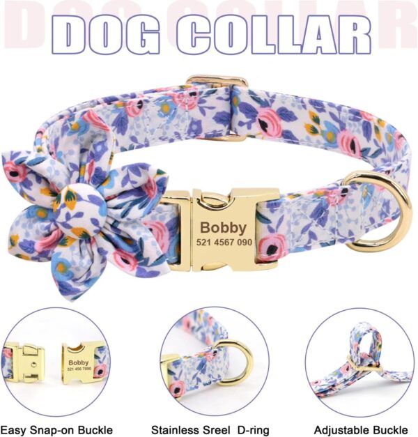 Beirui Cute Girl Dog Collars, Harnesses & Leashes Set - Personalized Dog Collar and Leash Set with Detachable Flower - Soft Mesh Dog Vest Harness Adjustable for Small Medium Large Dogs (Blue,XS) - Image 3