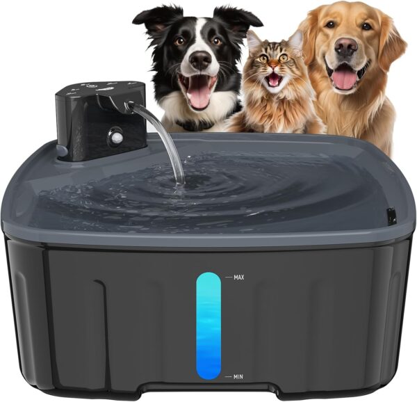 Dog Water Fountain for Large Dogs, 2.1Gal/8L/230oz Pet Water Fountain with Intelligent Mode, Ultra Quiet, BPA-Free,Battery Operated,Cordless, LED Reminder,Ideal for Multiple Dogs&Cats