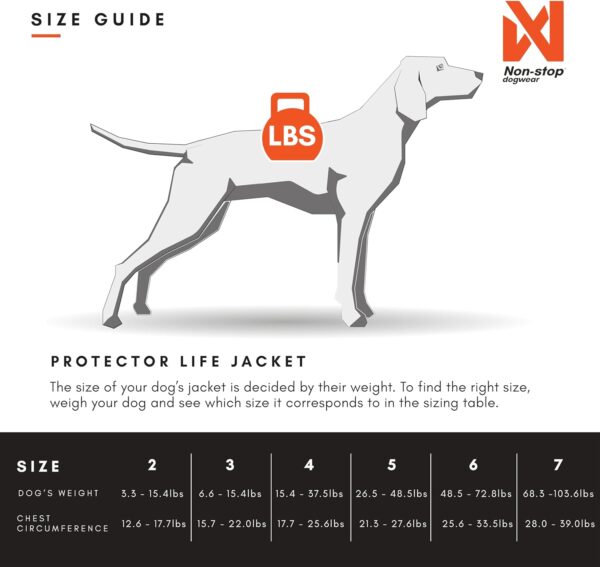 Non-stop dogwear Protector life jacket, Innovative dog life jacket, Breathable dog swimming vest with ergonomic design for full freedom of movement, Black/orange, size 4 - Image 2