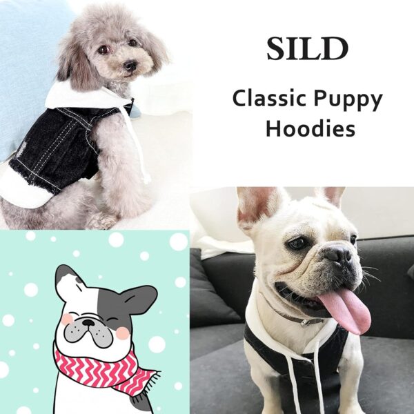 SILD Pet Clothes Dog Jeans Jacket Puppy Cat Clothes Dog Hoodies Cool Coat Dog Clothes for Small Medium Dogs (Black-White S) - Image 5