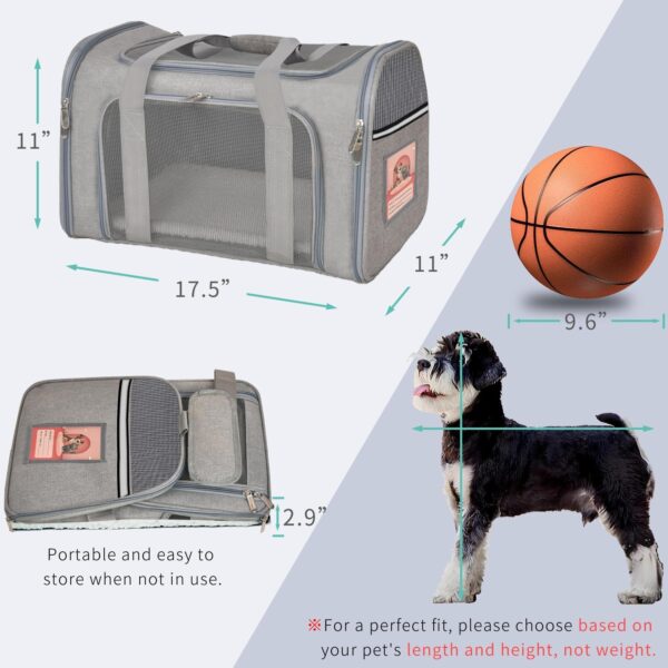 Collapsible Cat Carrier Soft Sided Bag for Small Dog 0-15 lbs, TSA Approved Pet Carrier Airline Approved Dog Carriers for Small Dogs Carrier, Small Pet Carrier for Cat Travel Carrier -M, Gray - Image 3