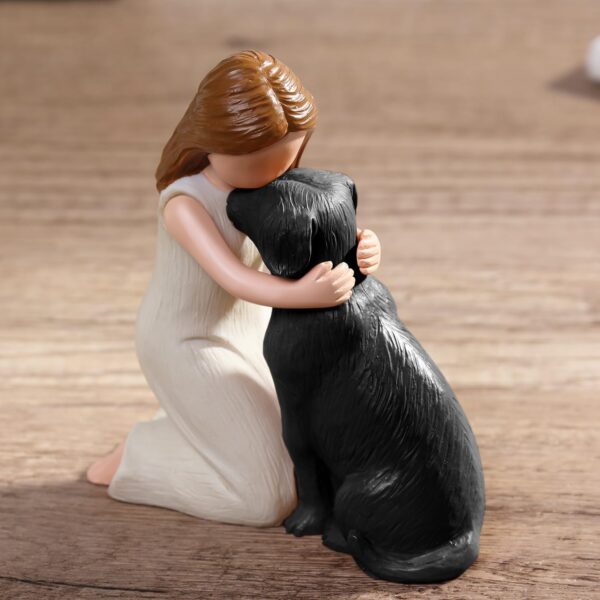 Love My Black Dog Figurines Statues, Black Dog Angel Friendship Remembrance Gifts, Sculpted Hand-Painted Figures for Dog Lovers - Image 2