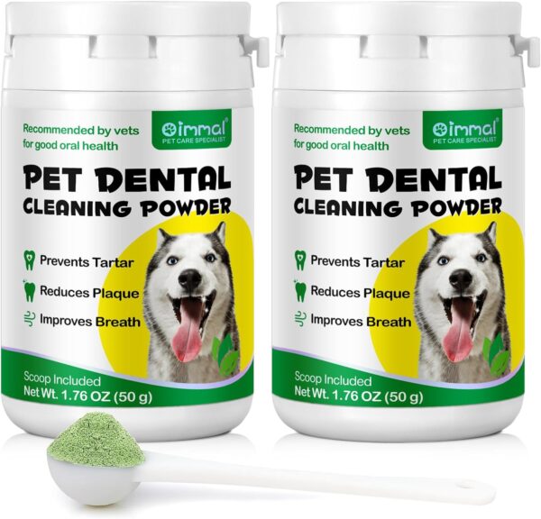 2 PACKDog Teeth Cleaning Powder,Dog Dental Powder with Probiotics Effectively Remove Tartar,Plaque,Stains,Bad Breath,Dog Teeth Cleaning Power Support Oral Care for Small,Medium,Large Dogs,1.76oz