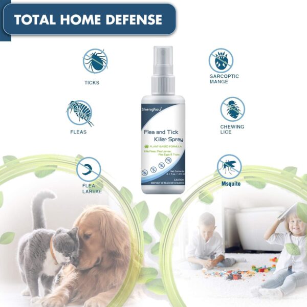 Flea and Tick Spray for Pets and Home - Safe for Humans, Kids and Pets - Natural and Effective Treatment for Ticks, Fleas and Insects - Indoor and Outdoor Use - Charity Donation Included - Image 3