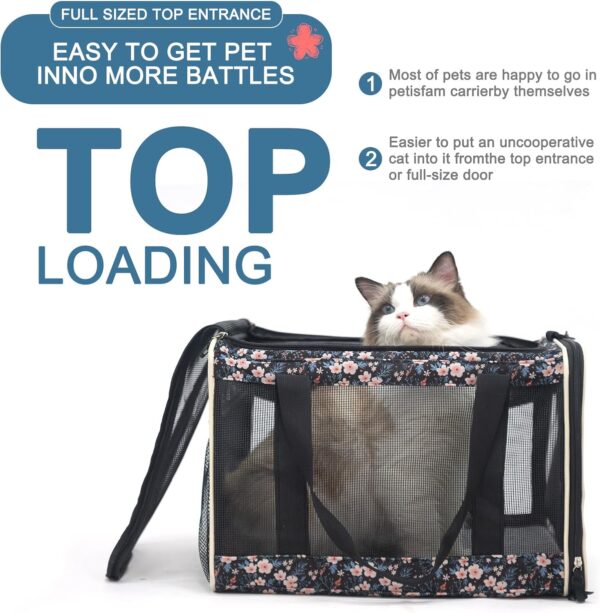 EXPAWLORER Top Load Cat Carrier Large,Pet Carrier Airline Approved for Large, Medium Cats, 2 Cats and Small Dogs,Soft-Sided Collapsible Escape Proof Cat Travel Carrier, Easy to get cat in - Image 3