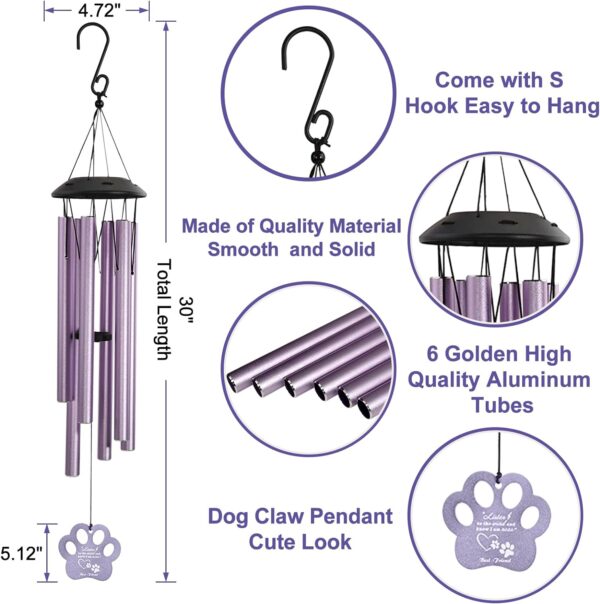 Pet Memorial Wind Chime, Dog Memorial Gifts,Loss of Dog Sympathy Gift to Comfort,Dog Wind Chimes for Pet Memorial Gifts, Decorations Windchimes Outdoor Garden Yard Decor - Image 2