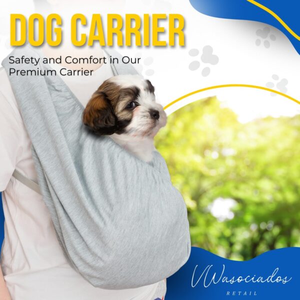 Dog Swaddle Carrier-Sling for Small Dogs-Stylish Grey Shoulder and Neck Dog Holder Carrier-Hands Free and Adjustable Dog Wrap Puppy Pouch Carrier Front-Puppy Sling Carrier for Small Dogs 0-15 lbs - Image 9