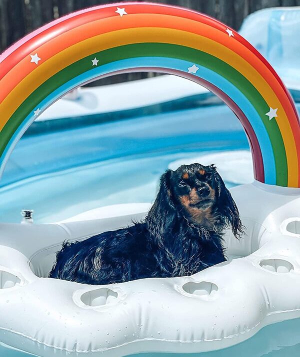 Inflatable Rainbow Cloud Drink Holder, Pool Float Party Accessories for Water Fun