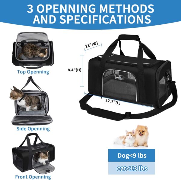 Pet Carrier for Small Dogs Cats TSA Approved Pet Travel Carrier Bag Adequate Ventilation Soft Dog Cat Carrier with Safety Lock Zipper - Image 2