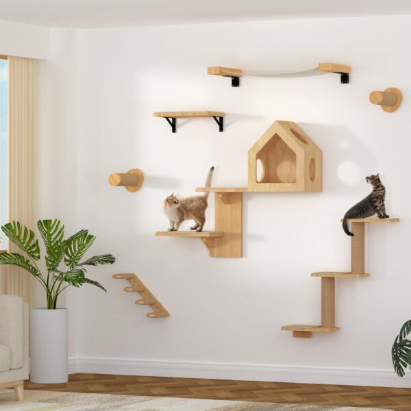 FUKUMARU Cat Wall Shelves, 3 in 1 Transformable Cat Scratching Post Wall Mounted, DIY Cat Wall Jungle and Cats Perch Platform Supplies, Suit for Cats Climb, Play, Nap, Scratch - Image 7