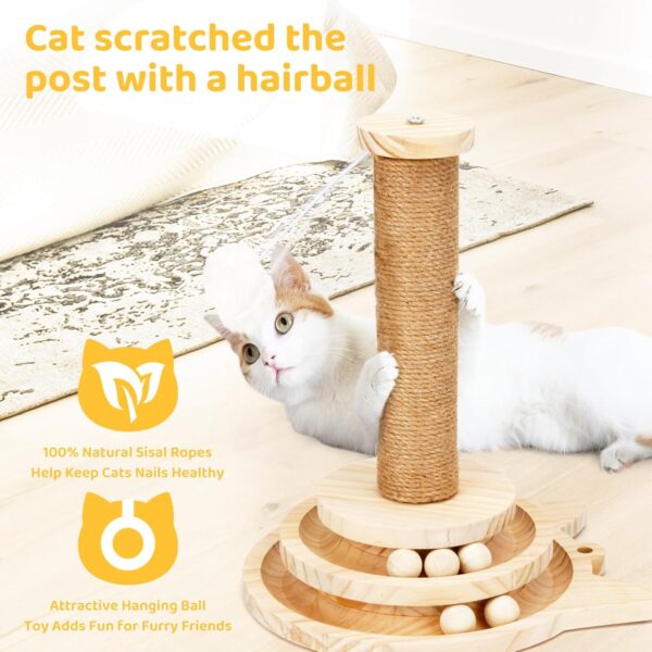 Premium Exquisite Cat Playground - 14" Interactive Scratching Post with Wooden Ball Track, Dual Sisal Layers, and Stimulating Toy for Healthy Cat Claws and Endless Entertainment - Image 7