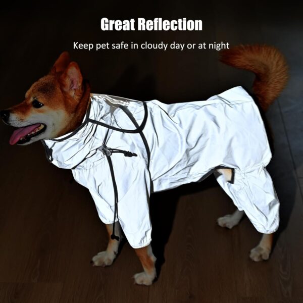 Avont Dog Raincoat - Waterproof Rain Jacket with Transparent Hood, Fully Reflective & Adjustable Pet Rain Poncho for Puppy -Grey (XL) - Image 2