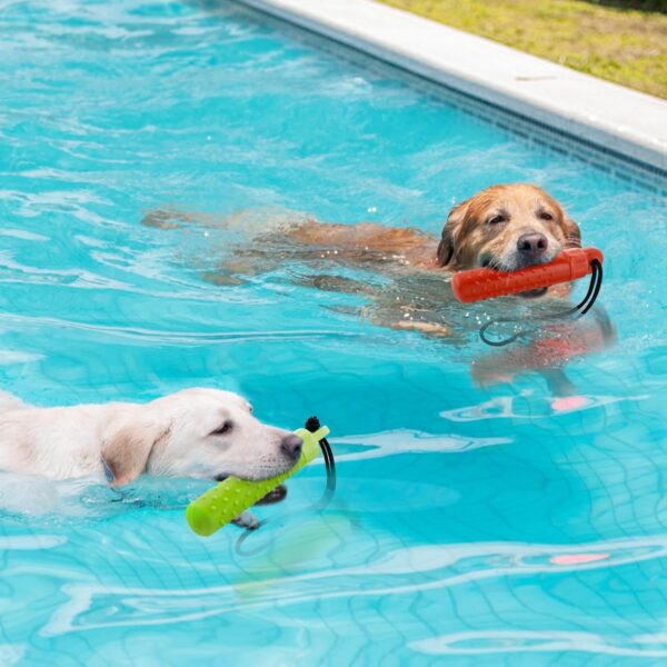 MEWTOGO 2Pcs Floating Dog Pool Toys - Interactive Fetching Dog Water Toys for Hiding Food, Lightweight TPR Bumper Toys with Rope for Summer Outdoor Dogs Training Playing - Image 3