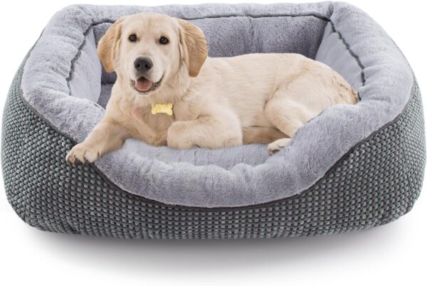 INVENHO Medium Dog Beds for Medium Dogs Washable, Rectangle Dog Bed Medium Size Dog, Orthopedic Dog Bed, Warming Soft Calming Sleeping Puppy Bed Durable Pet Bed with Anti-Slip Bottom M(30"x24"x9")