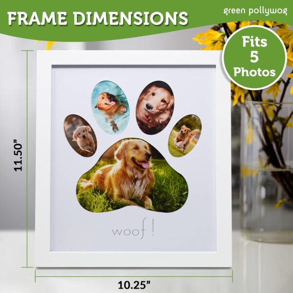 Green Pollywog,5-Opening Paw Print Collage Frame,Paw Print Picture Frame,Dog Frame for Pictures,Dog Mom Frame,Dog Dad Frame,Dog Paw Print Gifts,Pet Memorial Picture Frame,Pawprint Frame - Image 2