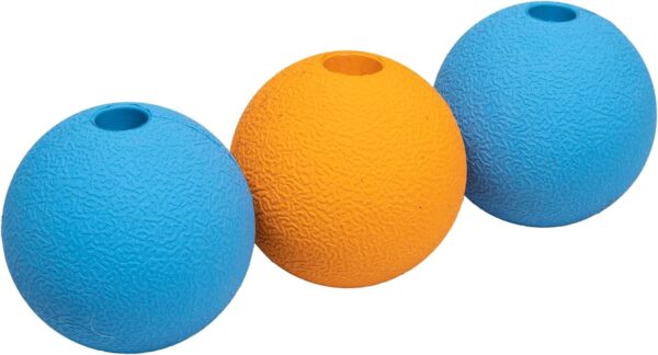 Amazon Basics Supreme Rubber Toy Dog Balls, 2.5-Inch, 3-Pack, Blue, Orange