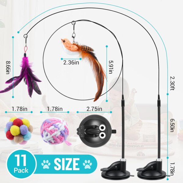 ROSAUI Cat Feather Toys with 1 Suction Cup and 4 Wands, 3 in 1 Cat Toys for Bored Cats, Interactive Cat Toy for Indoor Cats, Kitten Toy with Balls and Birds - Image 3