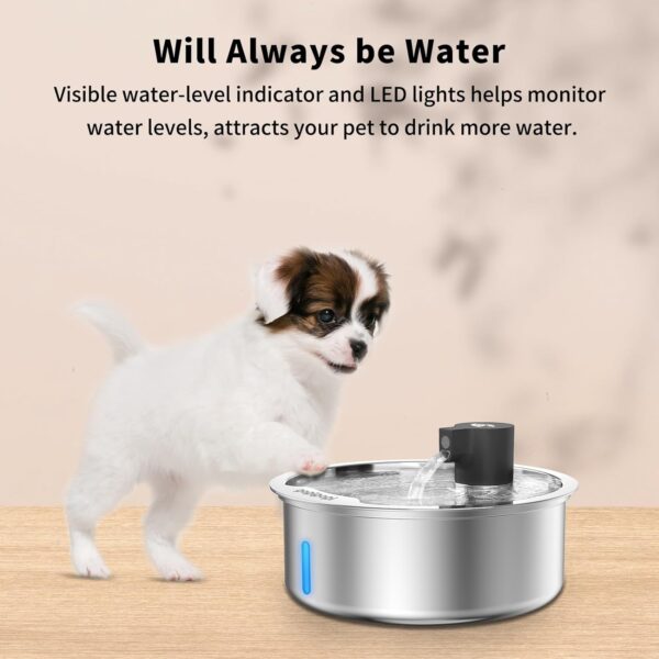 Stainless Steel Dog Water Fountain, 7L/1.8G/236oz Pet Water Fountain for Large Dogs & Multi-Cats, Dog Water Bowl Dispenser with Quiet Water Pump and 3 Replacement Filters - Image 5