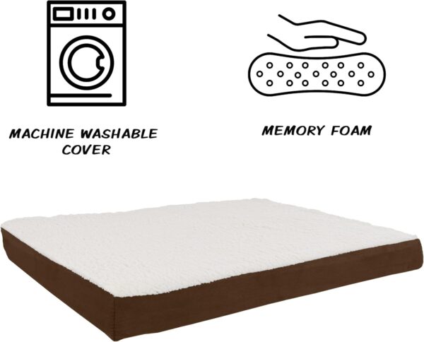 PETMAKER Orthopedic Dog Bed – 2-Layer Memory Foam Dog Bed with Machine Washable Sherpa Top Cover – 36x27 Dog Bed for Large Dogs up to 65lbs (Brown) - Image 3