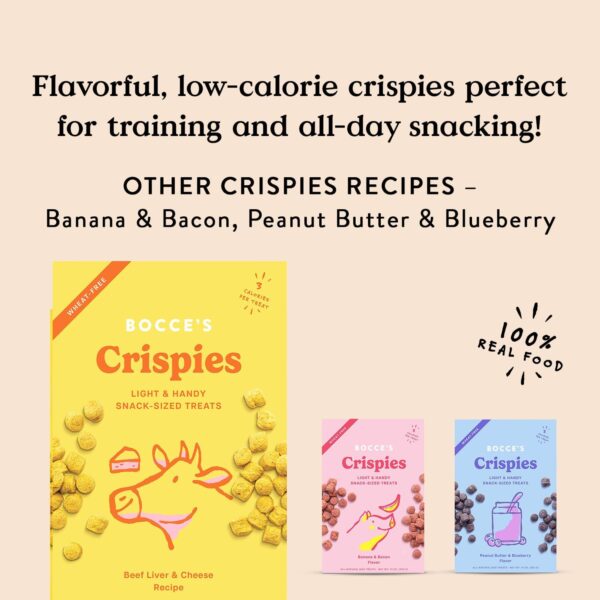 Bocce's Bakery Crispies Training Treats for Dogs, Wheat-Free Dog Treats, Made with Real Ingredients, Baked in The USA, All-Natural & Low Calories Training Treats, Beef Liver & Cheese Recipe, 10 oz - Image 5