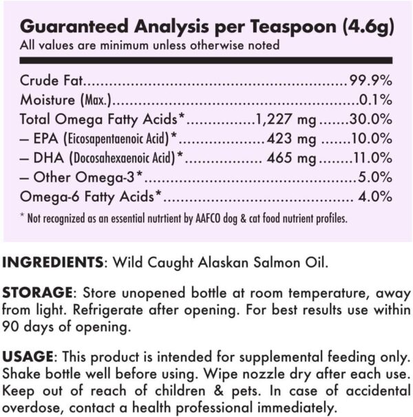 Wild Alaskan Salmon Oil for Dogs & Cats - Pure Fish Omega 3 6 9 Liquid EPA DHA Fatty Acids - Skin & Coat Supplement - Supports Joint Function, Brain, Eye, Immune & Heart Health - Made in USA 8 oz - Image 6