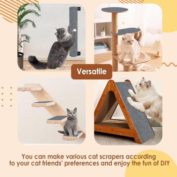 Cat Scratching Mat 11.8" x11.8”(5 Pack), Trimmable Self-Adhesive Cat Scratcher, Replacement Carpet for Cat Tree Shelf Shelves Cat Scratch Post, Scratch Couch Protector, Cat Wall Furniture DIY - Image 4