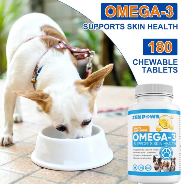 Omega 3 Fish Oil for Dogs - 180 Count Tablet Treats – Helps Shedding, Skin Allergy, Itch and Dry Skin Relief, Hot Spots - Joint Health - Skin and Coat Supplement - Salmon Oil - Duck Flavor - Image 4