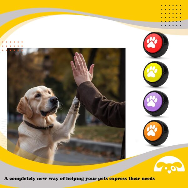 PetnBeyond Dog Talking Buttons - Communication Starter Pack, 4 PCS Dog Training Buttons, 30 Second Record Button for Pet Voice Training, Speaking Buttons for Cats and Dogs, 30s Voice Recordable Pet - Image 6