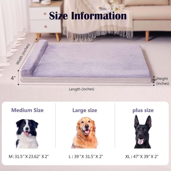 JoicyCo Dog Bed for Medium Dogs with Pillow Orthopedic Pet Bed Mattress 31.5 inch Joint Relief Pet Sleeping Mat, Non Slip Removable Washable Cover, Lilac Grey - Image 6