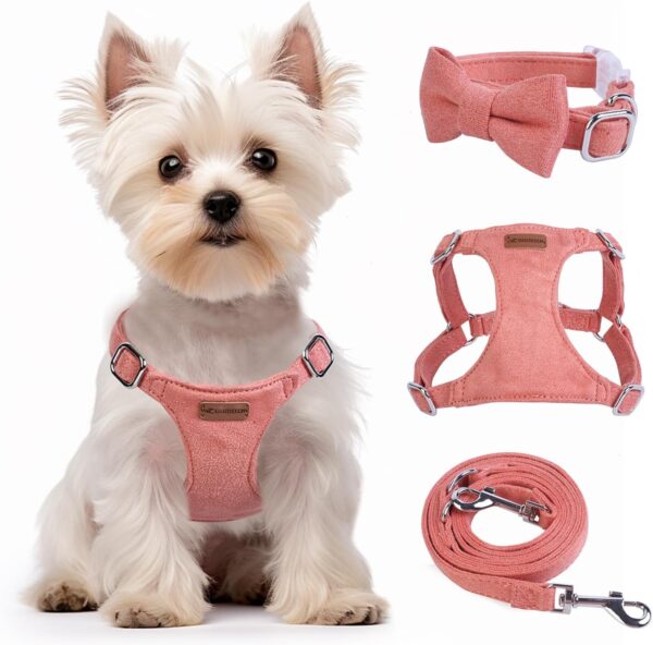 Dog Harness and Leash Set, S No Pull Adjustable Puppy Harness with Multifunction Red Dog Leash and Collar, Soft No Choke Escape Proof Pet Harness Vest for Small Dogs and Cats (Red, S)