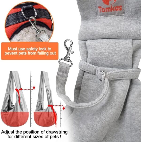 Tomkas Dog Sling Carrier for Small Dogs Puppy - Reversible & Classic Pocket & Soft Pouch(Grey) - Image 3