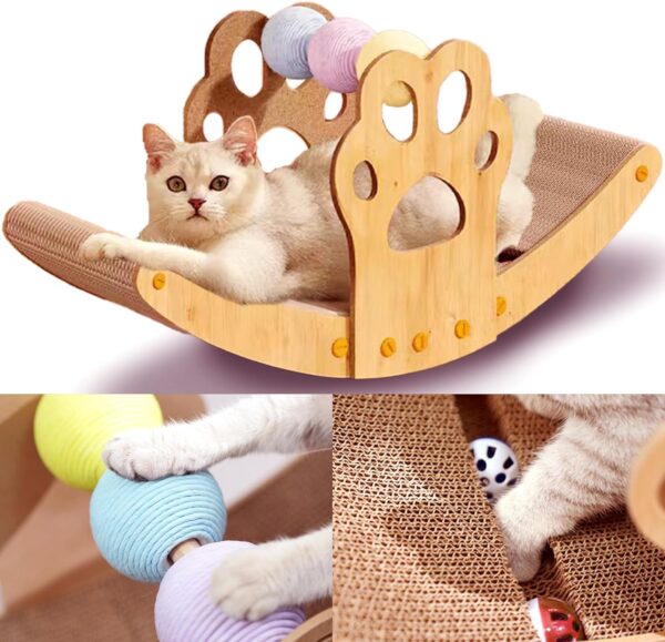 Cat Scratcher,3 in 1Tumbler Cat Scratching Board, Cat Scratching Cardboard with Ball Toy for Indoor Cats,Protecting Furniture Cat Scratch Pad,Cardboard Cat Scratcher Reversible，Large