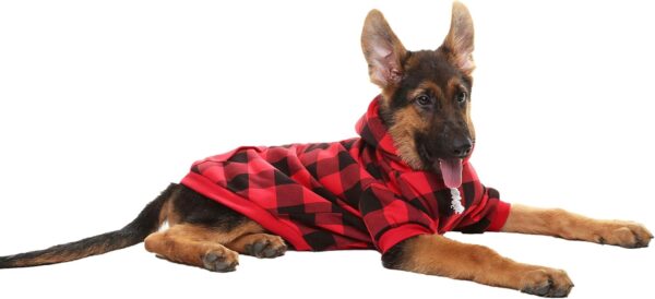 KOOLTAIL Plaid Dog Hoodie Pet Clothes Sweater with Hat and Pocket for Small Medium Large Size Dogs, Soft Winter Warm Dog Cold Weather Coat, Fleece Fall Dog Hooded Sweatshirt for Puppy Cats, Red XL - Image 7