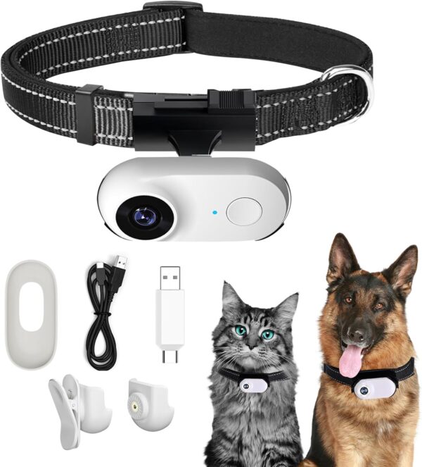 1080P Cat Camera Collar, HD Mini Body Camera for Pets with 32GB SD Card, Wireless Action Camera for Cats and Dogs, Dog Tracker Camera Collar Outdoor/Indoor, Birthday Gift for Pets