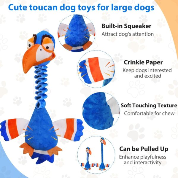 Squeaky Dog Toys for Large Dogs, Tough Tug of War Puppy Toy, Cute Animal Design Plush Dog Toys with Crinkle Paper, Dog Chew Toys for Small, Medium and Large Dogs - Image 2