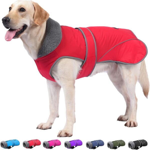 Dogcheer Christmas Dog Coat, Waterproof Winter Jacket for Cold Weather, Reflective Dog Jacket with Warm Turtleneck for Small, Medium, Large Dogs (Red, S)