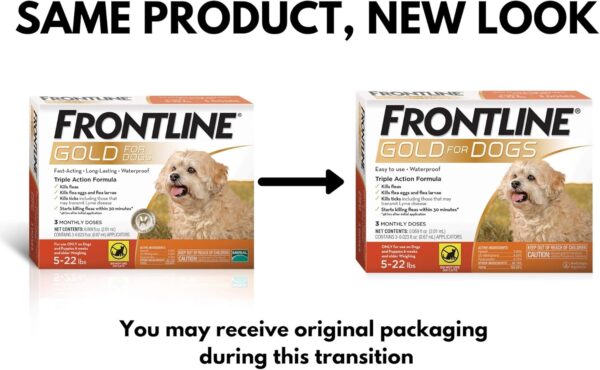 Frontline Gold Flea & Tick Treatment for Small Dogs Up to 5 to 22 lbs., Pack of 3 - Image 2